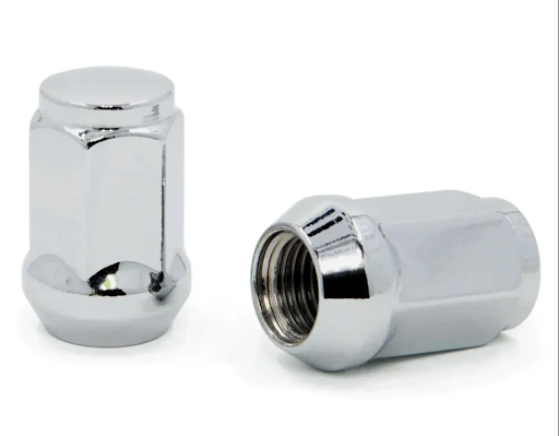 Bulge Acorn Lug Nuts 1/2-20 Chrome 3/4" Hex Flat Top