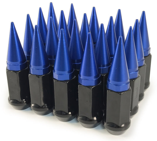 20 BLACK / BLUE SPIKED EXTENDED LUG NUTS 1/2x20 OFFROAD WHEELS FOR CJ YJ JK JEEP - Wheel Adapters USA