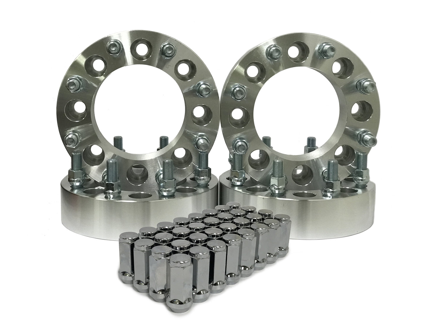 4 Wheel Spacers Adapters | 8X6.5 To 8 X 6.5 | Chevy & Gmc 2 Inch + 32 Free Lugs