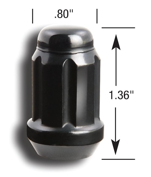 Spline Tuner Bulge Acorn Lug Nut 12x1.5 Black
