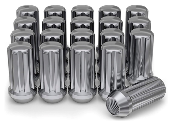 Spline Acorn Lug Nuts - 14x1.5 - Chrome 2" Tall