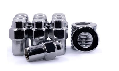Standard Mag Lug Nuts 1/2-20 Round Top .75" Shank with Zinc Washers 1/2x20