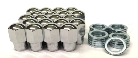 Chrome Mag Lug Nuts 12x1.5 Round Top .55" Medium Shank 13/16 HEX