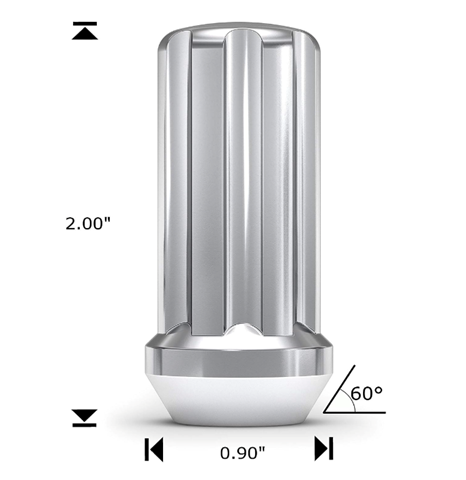 Tuerca de bellota Spline Drive Bulge 9/16-18 XL larga cromada