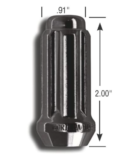 Spline Drive Bulge Acorn Lug Nut 14x1.5 XL Long Black