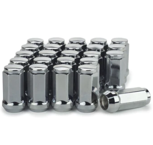 20 Bulge Acorn Lug Nuts 7/16-20 Chrome 3/4" Hex Flat Top 1.75" Tall