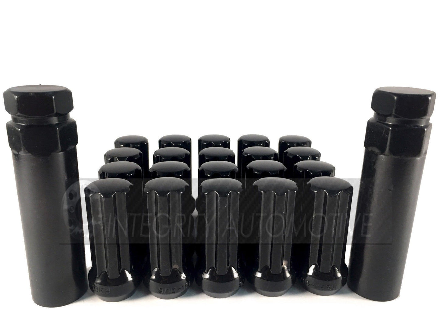 32 BLACK SPLINE LUG NUTS 14X1.5 + 2 KEYS | FITS 8 LUG CHEVY GMC & NEW RAM WHEELS - Wheel Adapters USA - 1