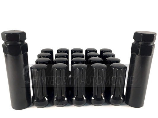 32 BLACK SPLINE LUG NUTS +2 KEYS | 14X1.5 | CHEVY GMC | SILVERADO HUMMER | 8X6.5 - Wheel Adapters USA - 1