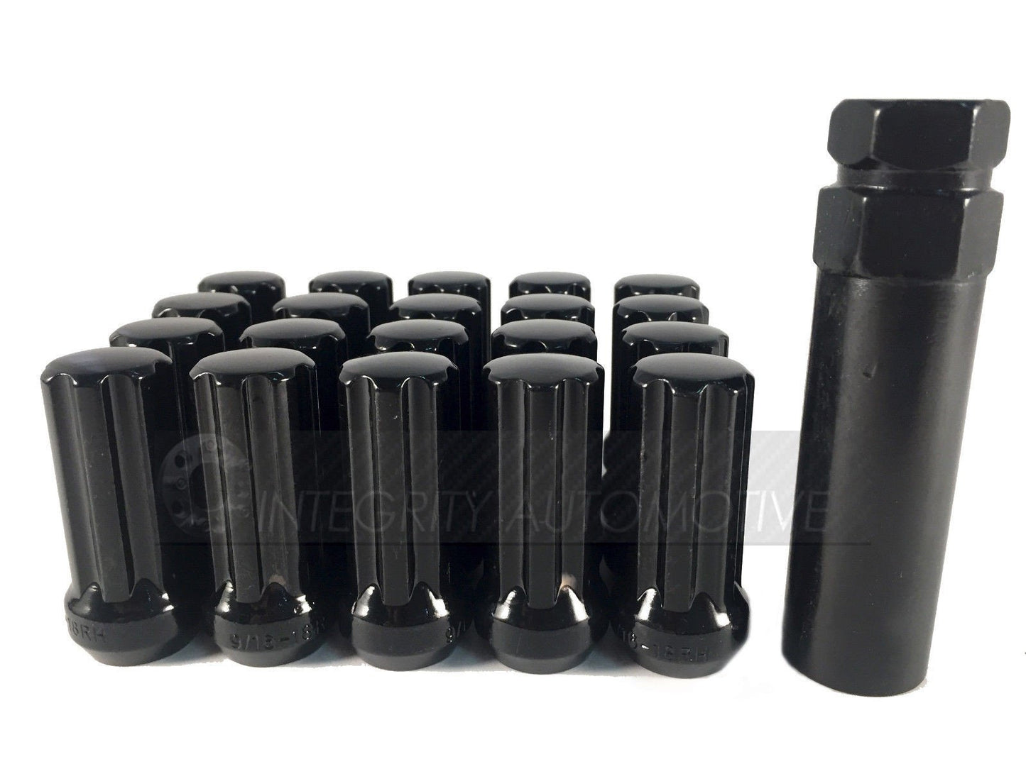 32 BLACK SPLINE LUG NUTS 14X1.5 + 2 KEYS | FITS 8 LUG CHEVY GMC & NEW RAM WHEELS - Wheel Adapters USA - 2