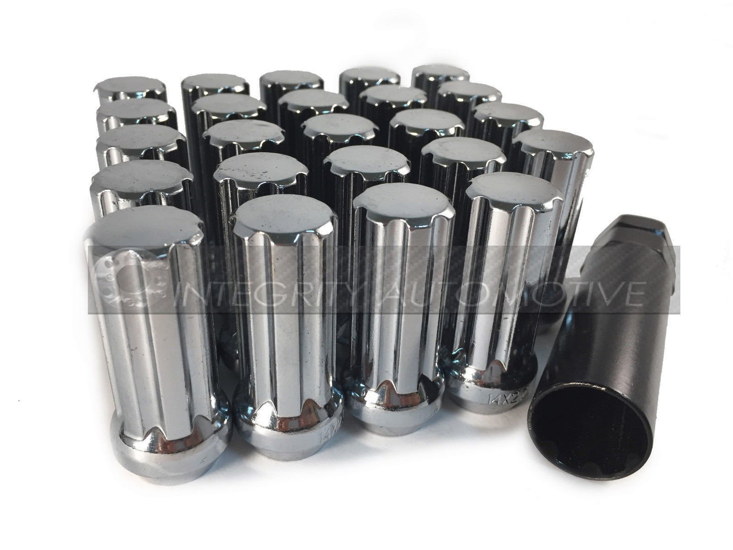 32 PC CHEVY 2500 3500 CHROME SPLINE LOCKING LUG NUTS | 14x1.5 + 2 KEYS - Wheel Adapters USA - 1