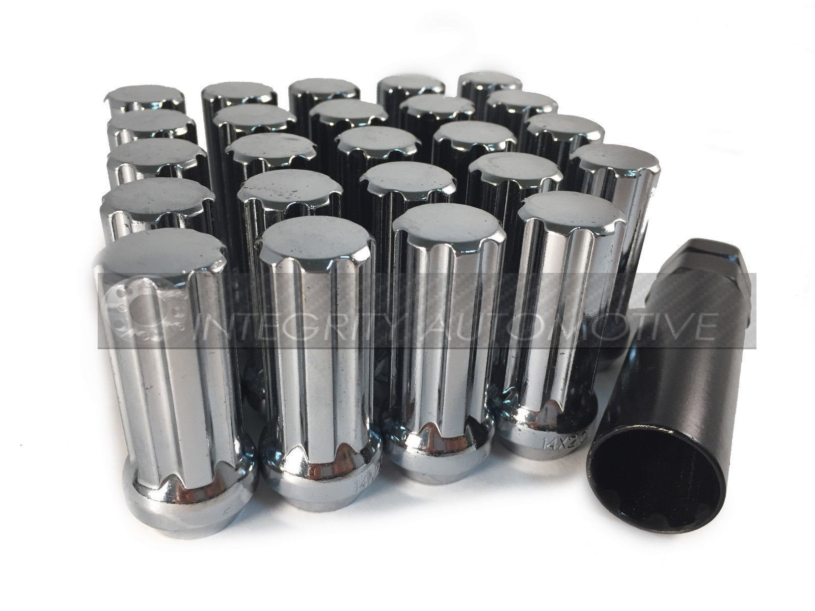 32 CHROME 7 SPLINE LOCKING WHEEL LUG NUTS | 14x1.5 | FOR GMC HUMMER CHEVY + KEY - Wheel Adapters USA - 1